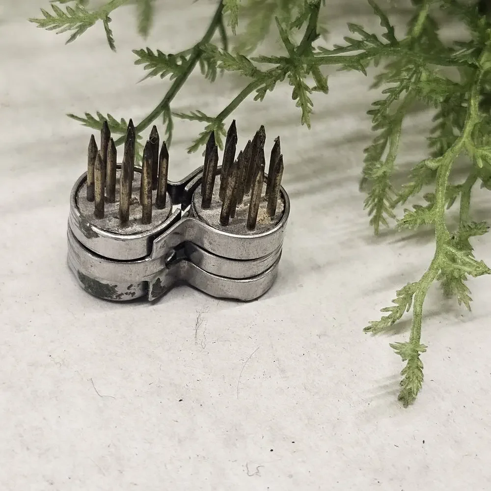 Vintage Small Dual Metal Flower Frog Pins Spikes Floral Arranging 1 Or 2